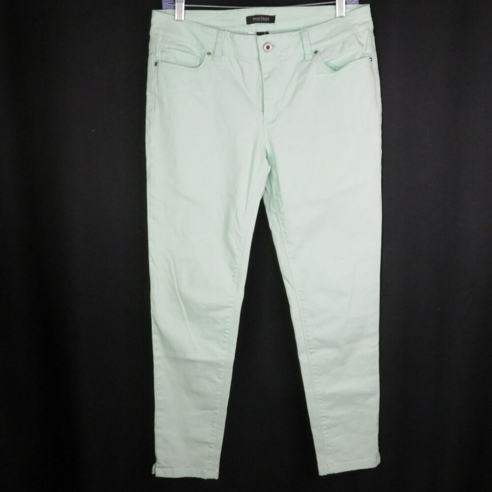 White House Black Market Skimmer Jeans  Size 10 Mint Green Stretch Denim Pants